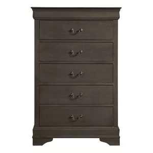 Homelegance Mayville Wood 5-Drawer Chest, Stained Gray