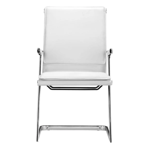 Zuo Modern Lider Plus Leatherette Conference Chair, White (Set of 2)