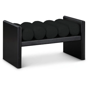 Meridian Furniture Waverly 32-inch Boucle Fabric Bench with Solid Wood Rich Black Finish