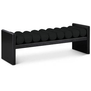 Meridian Furniture Waverly 52-inch Boucle Fabric Bench with Solid Wood Rich Black Finish