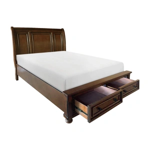 Homelegance Cumberland Wood/Wood Veneer Sleigh Storage Platform Bed, Brown Cherry