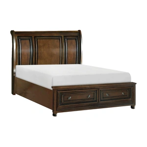Homelegance Cumberland Wood/Wood Veneer Sleigh Storage Platform Bed, Brown Cherry