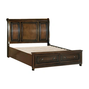 Homelegance Cumberland Wood/Wood Veneer Sleigh Storage Platform Bed, Brown Cherry