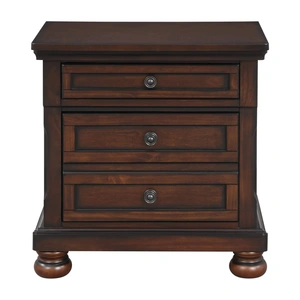 Homelegance Cumberland Wood/Wood Veneer Nightstand w/ Hidden Drawer in Brown Cherry