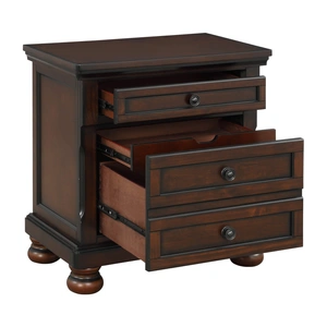 Homelegance Cumberland Wood/Wood Veneer Nightstand w/ Hidden Drawer in Brown Cherry
