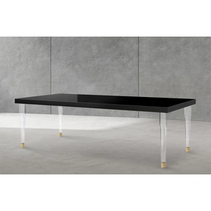 Meridian Furniture Bethany 95-inch Rectangular Lacquer Dining Table with Acrylic Legs, Black