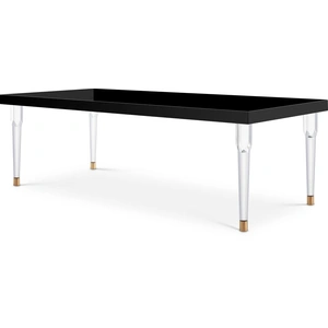 Meridian Furniture Bethany 95-inch Rectangular Lacquer Dining Table with Acrylic Legs, Black