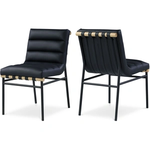Meridian Furniture Burke Boucle Fabric Dining Chair with Matte Black Metal Frame (Set of 2)