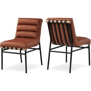 Meridian Furniture Burke Boucle Fabric Dining Chair with Matte Black Metal Frame (Set of 2)