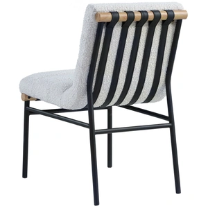 Meridian Furniture Burke Boucle Fabric Dining Chair with Matte Black Metal Frame (Set of 2)