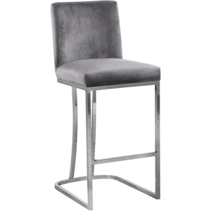 Meridian Furniture Heidi Velvet Counter Stool with Polished Metal Frame