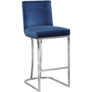 Meridian Furniture Heidi Velvet Counter Stool with Polished Metal Frame