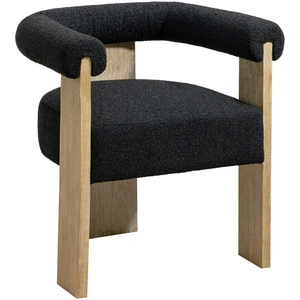 Meridian Furniture Barrel Boucle Fabric Dining Chair with Solid Wood Black Frame