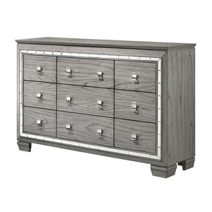 ACME Antares Wood/Mirror Dresser w/9 Drawers, Light Gray