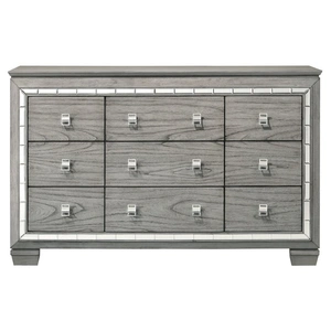 ACME Antares Wood/Mirror Dresser w/9 Drawers, Light Gray