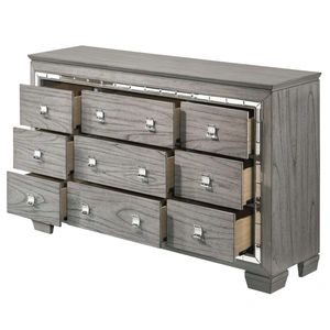 ACME Antares Wood/Mirror Dresser w/9 Drawers, Light Gray