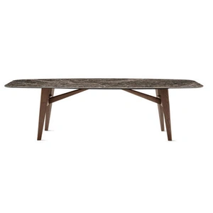 Calligaris Abrey W118.1-inch Ceramic/Wood Customizable Elliptical Dining Table