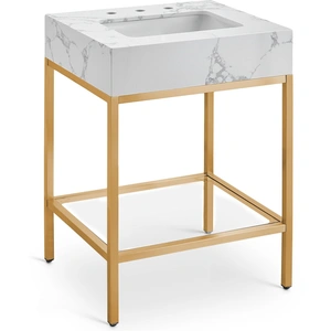 Meridian Furniture Marmo 24-inch Marble Single Bathroom Vanity with Ceramic Sink