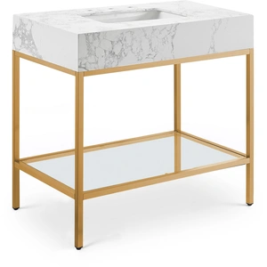 Meridian Furniture Marmo 36-inch Marble Single Bathroom Vanity with Ceramic Sink