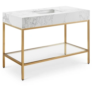 Meridian Furniture Marmo 48-inch Marble Single Bathroom Vanity with & Ceramic Sink