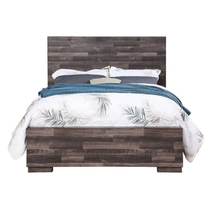 ACME Juniper Wood Panel Bed, Queen Size, Dark Oak
