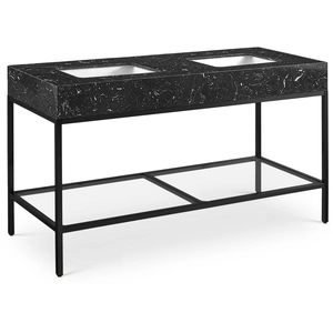 Meridian Furniture Marmo 60-inch Marble Double Bathroom Vanity with Ceramic Sinks
