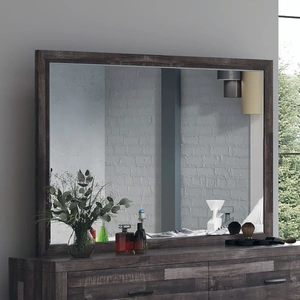 ACME Juniper Wood Rectangular Mirror, Dark Oak
