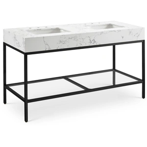 Meridian Furniture Marmo 60-inch Marble Double Bathroom Vanity with Ceramic Sinks