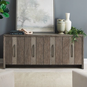 Liberty Furniture Lafayette Wood Accent Cabinet w/4 Doors, Weathered Tobacco