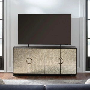 Liberty Furniture Barlowe Wood Accent Cabinet w/4 Doors in Cappuccino & Mirrored Glass