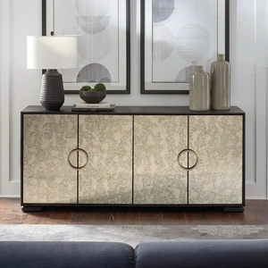 Liberty Furniture Barlowe Wood Accent Cabinet w/4 Doors in Cappuccino & Mirrored Glass