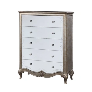 ACME Esteban Wood Chest w/5 Drawers, Antique Champagne