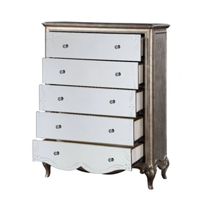 ACME Esteban Wood Chest w/5 Drawers, Antique Champagne