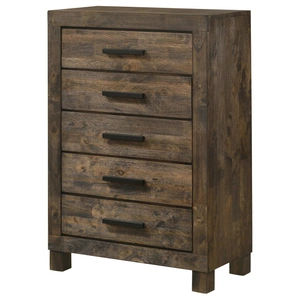 Coaster Woodmont Wood Chest w/5 Drawers, Rustic Golden Brown