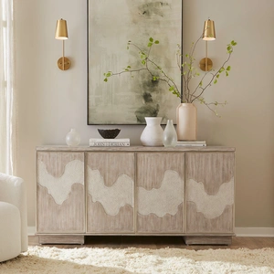 Liberty Furniture Terrace Wood Accent Cabinet w/4 Doors, Gravel