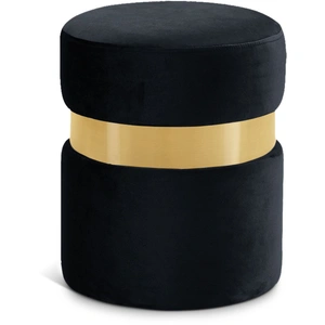Meridian Furniture Hailey Velvet Ottoman/Stool with Stainless Steel Band