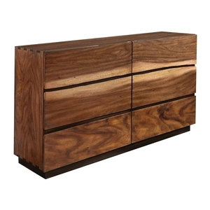 Coaster Winslow Wood Double Dresser w/6 Drawers, Smokey Walnut/Coffee Bean