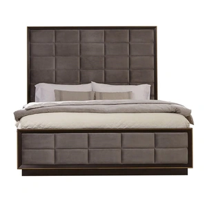 Coaster Durango Fabric/Wood Panel Bedroom Set, Smoked Peppercorn/Grey