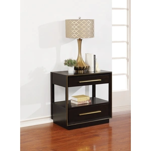 Coaster Durango Wood Nightstand w/2 Drawers & Dual USB, Smoked Peppercorn