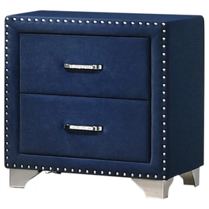 Coaster WRS Melody Velvet Nightstand w/2 Drawers (Set of 2), Pacific Blue