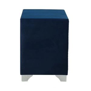 Coaster WRS Melody Velvet Nightstand w/2 Drawers (Set of 2), Pacific Blue