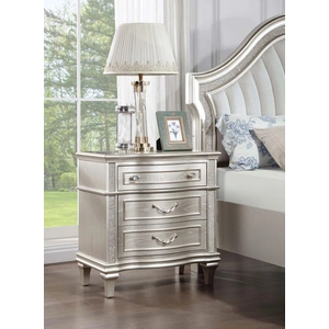 Coaster Evangeline Wood Nightstand w/3 Drawers & Dual USB, Silver Oak
