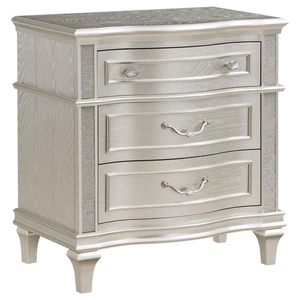 Coaster Evangeline Wood Nightstand w/3 Drawers & Dual USB, Silver Oak