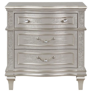 Coaster Evangeline Wood Nightstand w/3 Drawers & Dual USB, Silver Oak