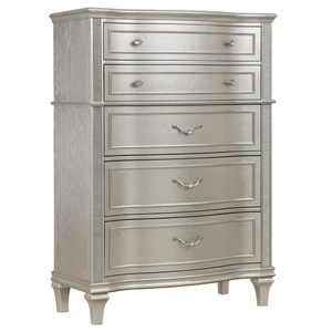Coaster Evangeline Wood/Acrylic Chest w/5 Drawers, Silver Oak