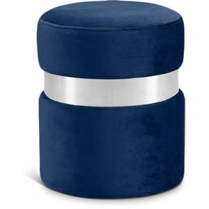 Meridian Furniture Hailey Velvet Ottoman/Stool with Stainless Steel Band