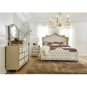 Coaster Antonella Velvet Upholstered Nightstand w/3 Drawers & Dual USB, Camel/Ivory