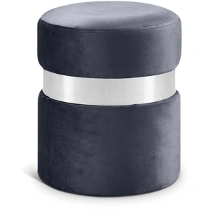 Meridian Furniture Hailey Velvet Ottoman/Stool with Stainless Steel Band