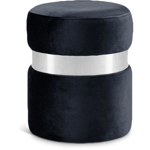 Meridian Furniture Hailey Velvet Ottoman/Stool with Stainless Steel Band