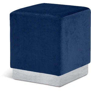 Meridian Furniture Jax Velvet Ottoman/Stool with Stainless Steel Base